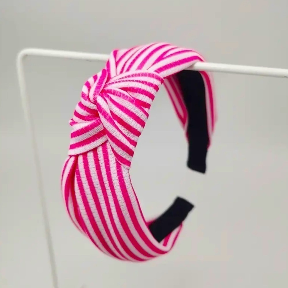 Pink and White Striped Headband